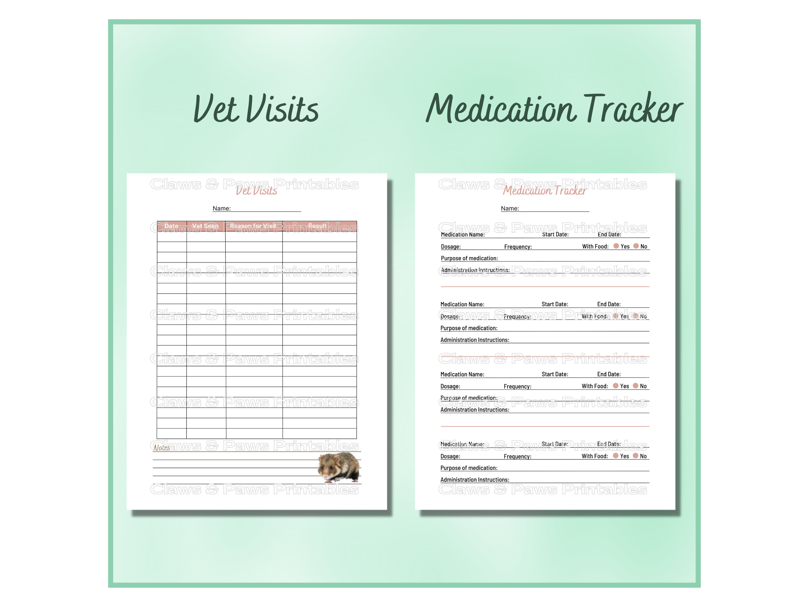 Comprehensive Hamster Care Planner 16 Pages Printable Hamster Guide