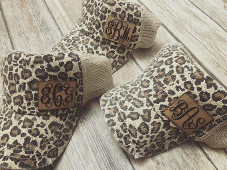 Monogrammed Leopard Hat Womens Hat Trucker Hat Custom Hat Leopard Hat