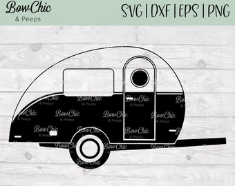 Teardrop Camper SVG | Teardrop Trailer | Camper Cut File | Tear Drop Clip Art | Vintage Camper | Camper Clip Art | Camping | Cute Camper