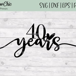 40 周年 SVG | 40 周年記念 SVG | ルビー記念日 svg | 40 周年ケーキ トッパー svg | ケーキ トッパー | 記念日 | Cricut | シルエット
