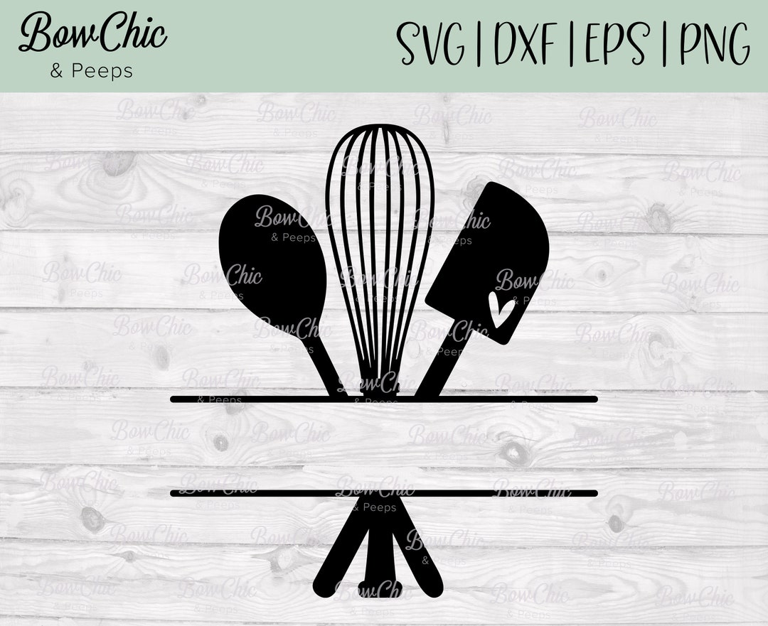 Kitchen Utensils Split Monogram Svg Monogram Baking Svg Kitchen Logo