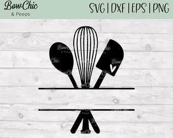 Kitchen Utensils Split Monogram svg | Monogram Baking svg | Kitchen Logo svg | Baking Utensils svg | Cooking svg | Cricut | Silhouette