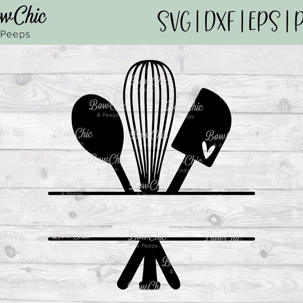 Kitchen Utensils Split Monogram svg | Monogram Baking svg | Kitchen Logo svg | Baking Utensils svg | Cooking svg | Cricut | Silhouette