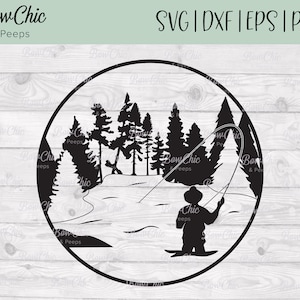 Pêche à la mouche SVG | Pêcheur à la mouche svg | Pêcheur à la mouche, arbres svg | Montagnes de pêche à la mouche | Pêche SVG | Clipart pêche à la mouche | Homme pêcheur svg