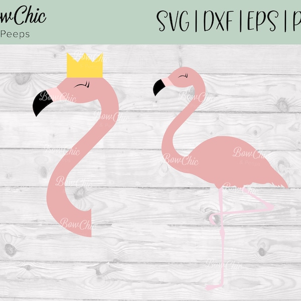 Flamingo SVG Cut File, Cute Flamingo SVG, Flamingo cake topper svg, cake toppers, flamingo with crown, birthday, first birthday