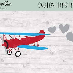 Flugzeug Valentines SVG | Flugzeug SVG | Flugzeug Herzen SVG | Valentines svg| Flugzeug mit Herzen svg | Doppeldecker svg | Plotterdatei | Cricut