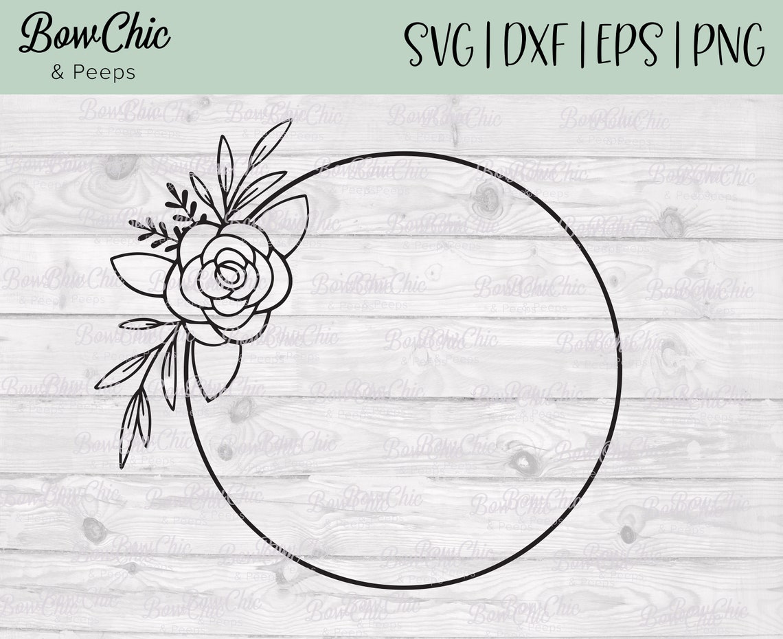 Floral Frame Svg Rose Wreath Svg Circle Monogram Wreath - Etsy