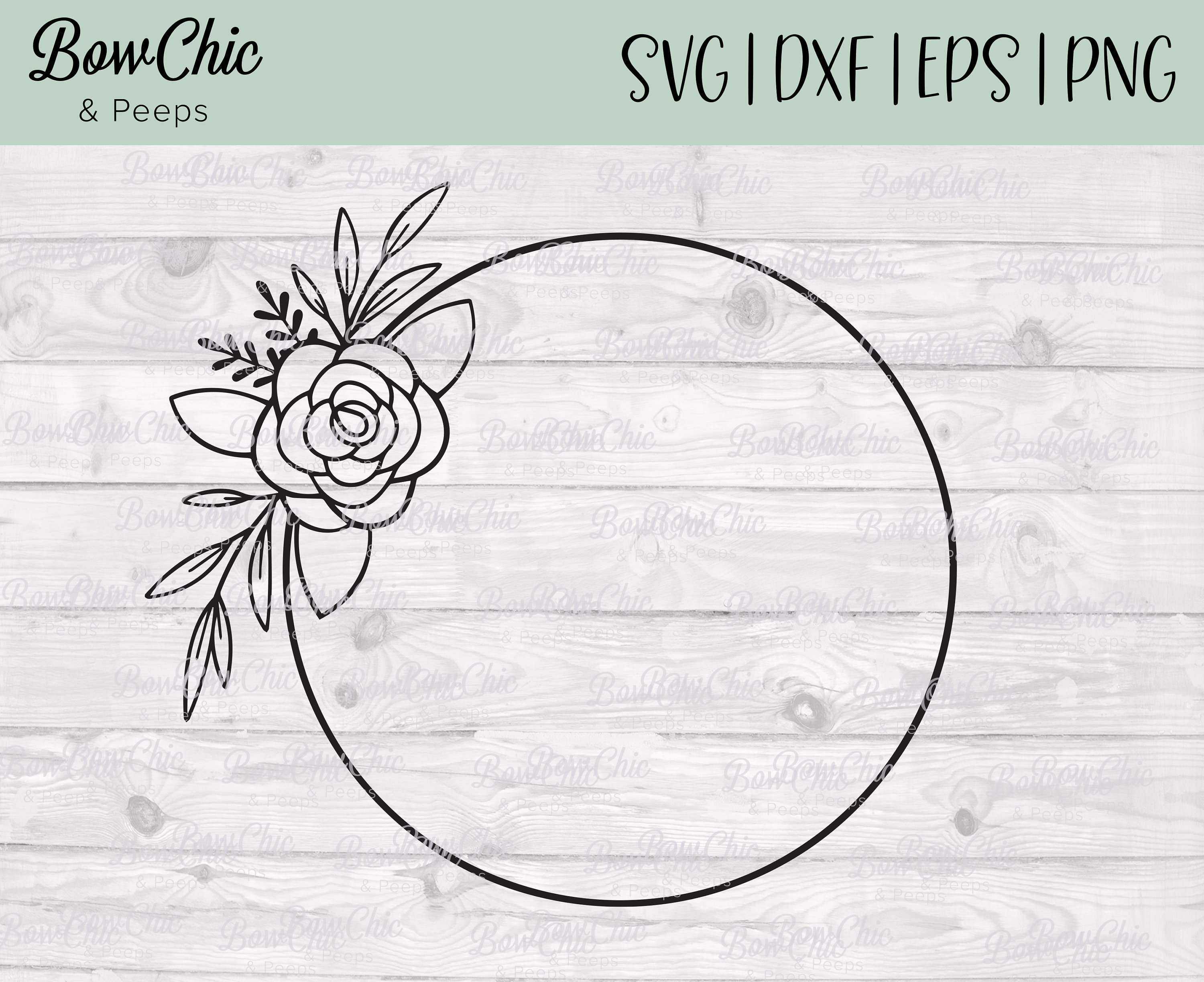 Floral Frame svg Rose Wreath svg Circle Monogram Wreath | Etsy