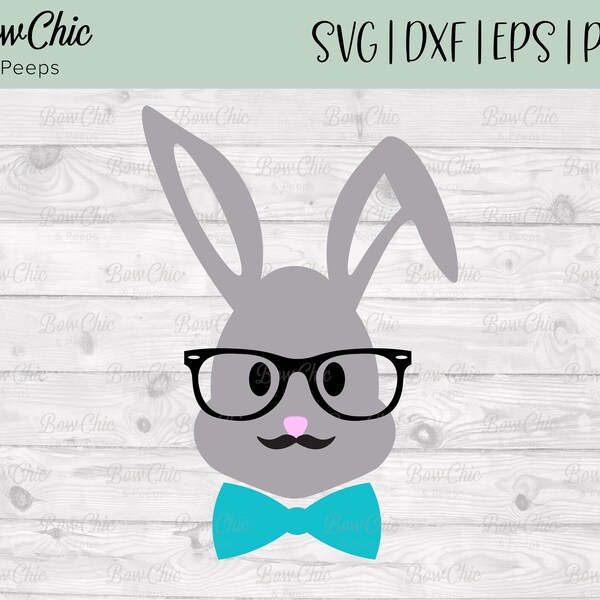 Bunny SVG | Hipster Bunny SVG | Hipster Easter | Cute Bunny | Easter Bunny svg | Rabbit With Glasses | Boy Bunny svg | Cricut | Silhouette