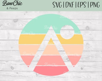 Mountain svg | Retro Mountain svg | Sunset svg | Retro Mountain Sunset SVG |  Vintage Sunset svg | Circle Mountain | Clip Art | Cut File