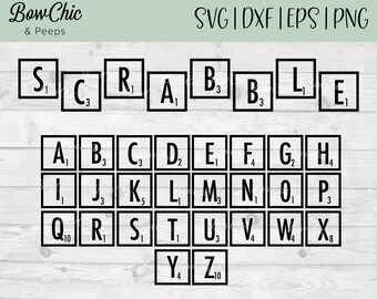 Scrabble Lettering SVG Cut File, Scrabble Tiles svg Files, Scrabble Tiles Clipart, Scrabble Tiles Svg Files for Cricut, Silhouette, DXF, PNG