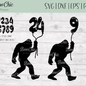Bigfoot Geburtstag SVG | Bigfoot Cake Topper svg | Bigfoot Holding Ballons SVG | Bigfoot svg | Plotterdatei | Bigfoot | Großer Fuß | Cake Topper |
