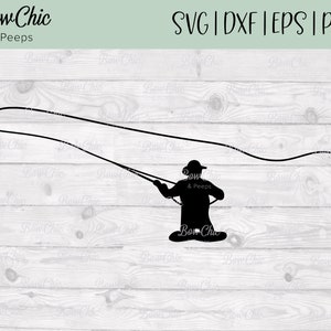 Pesca con mosca SVG / Pescador con mosca / Silueta de pesca con mosca / Pesca SVG / Clipart de pesca con mosca / Pesca con mosca SVG Archivo / Día del padre svg