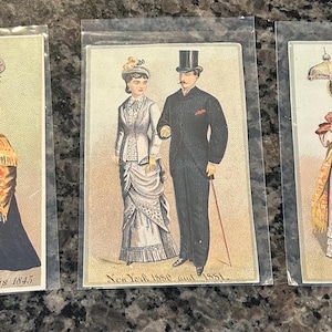 19th century Modehandel Werbekarten (3er Set)