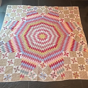 ON RESERVE for Caren Antique hand made quilt