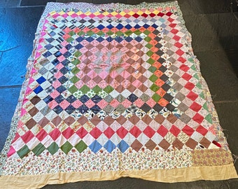 Eisenhower Ära handgemachtes Quilt Top