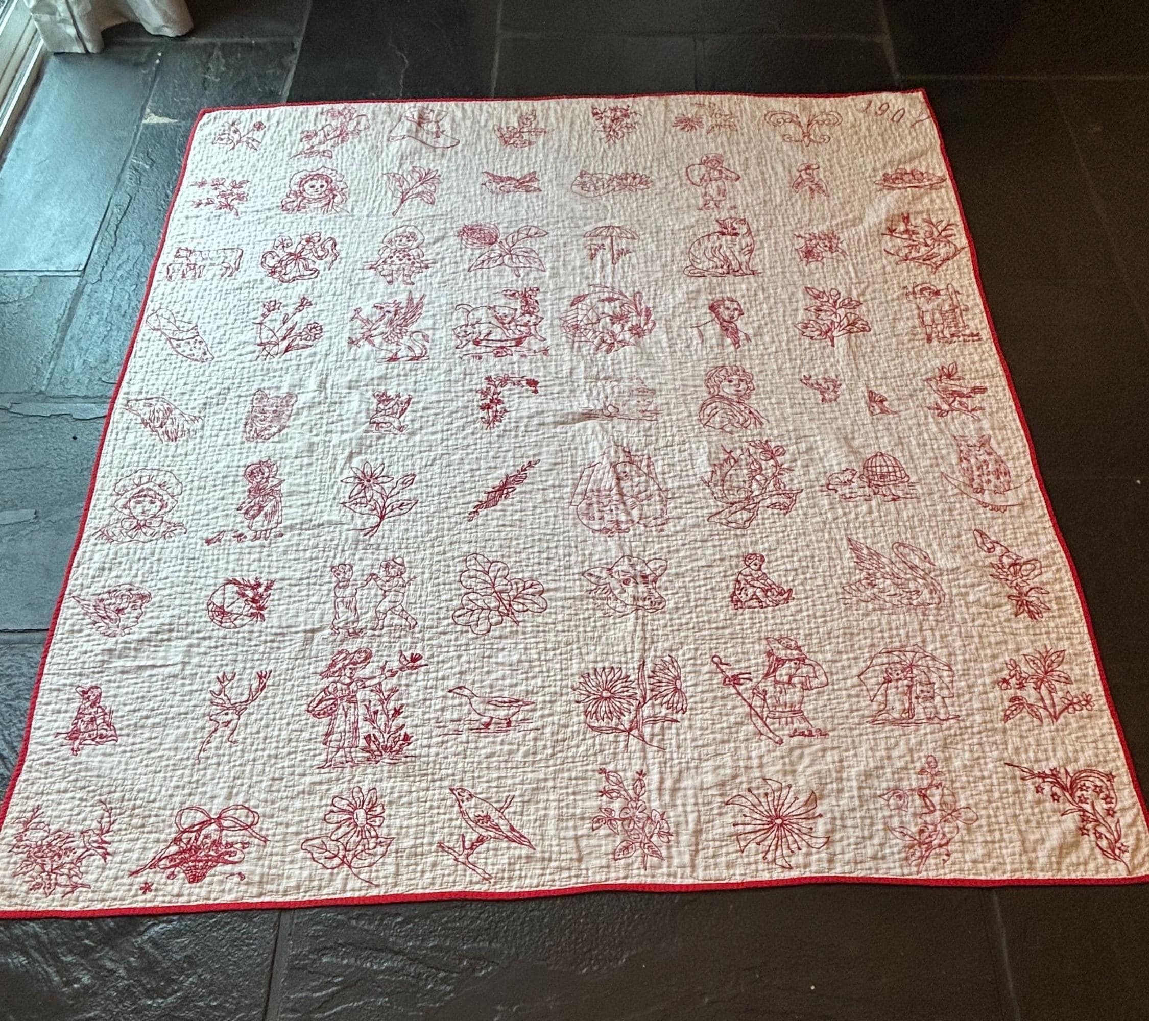Redwork quilt - Etsy 日本