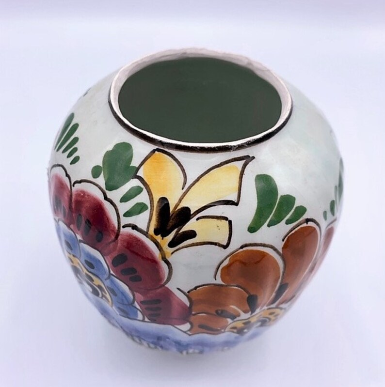 Vintage Delft Polychrome Floral Vase Holland Multicolored Etsy