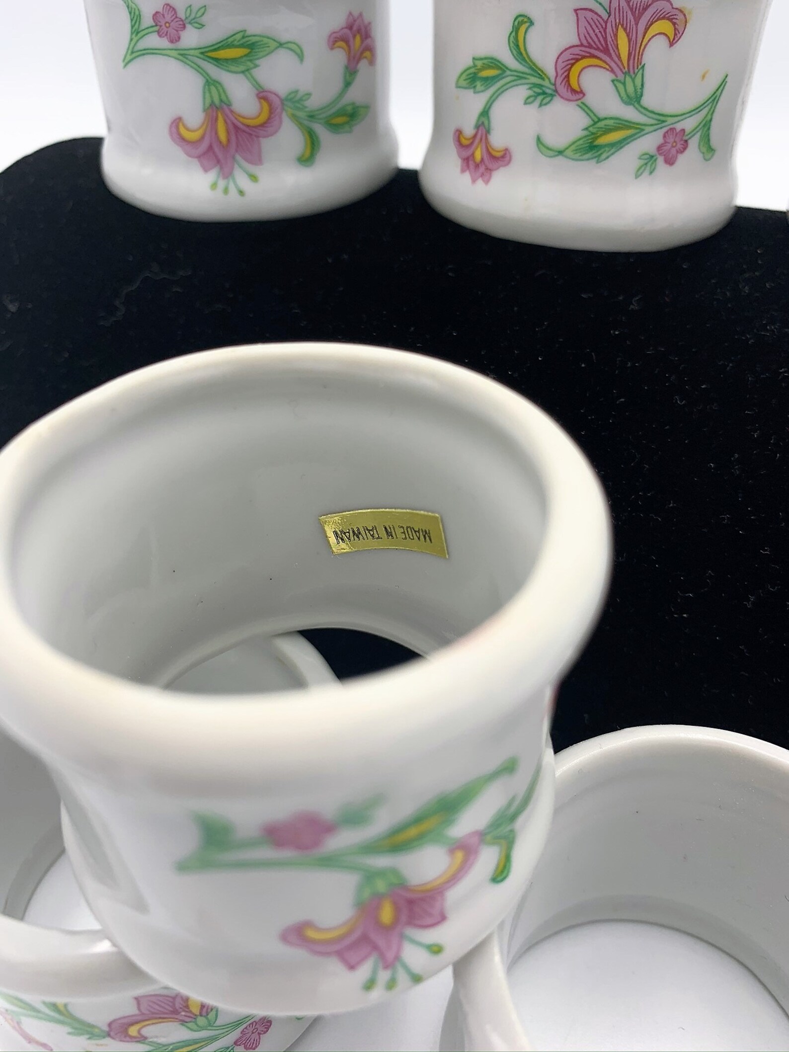 Ceramic Porcelain Floral Napkin Holder Rings Set of 6 Flower Etsy