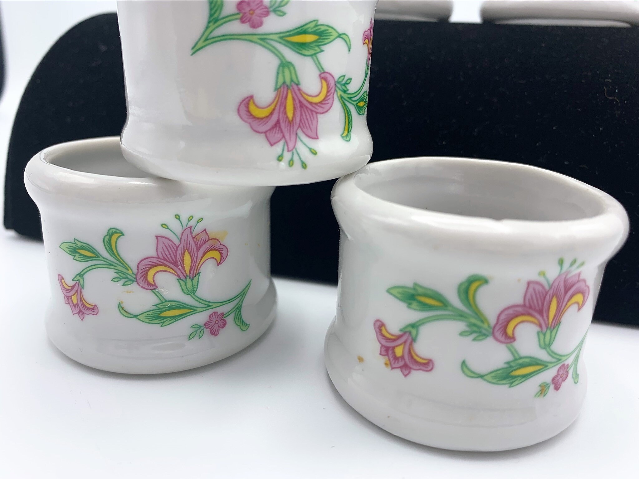 Ceramic Porcelain Floral Napkin Holder Rings Set of 6 Flower Etsy