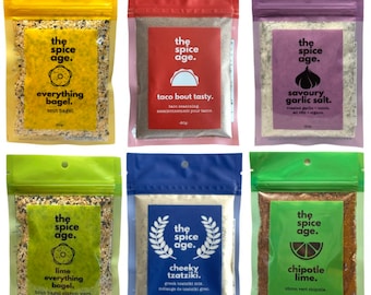 FOODIE Gift Pack | 6 Delicious Seasonings and Spice Blends. 100% Natural, Free from Additives + Preservatives.