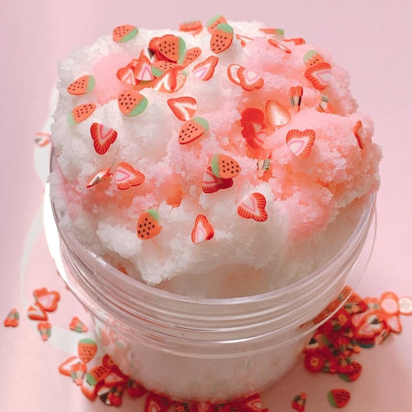 Strawberry Field Fluffy - Cloud Slime - Pick your own scent - Charm Included - Sprinkles - Custom Order - Slime Shop - Dear Slime