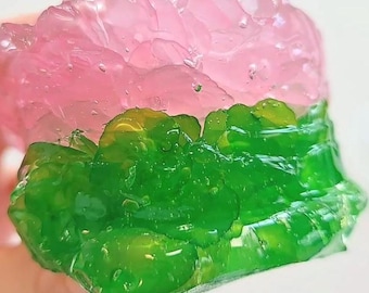 Matcha Crunchy Slime – Strawberry & Leaf Charm, Kpop ASMR (4oz)