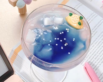 Butterfly Pea Flower Tea Slime, Jelly Cube Slime, Peach Scented, Custom Order, Unique Gift For Her Him, Dear Slime