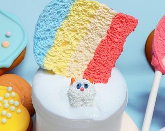 Kawaii Toast Butter Slime DIY Kit, Rainbow Clay, Monster Charm