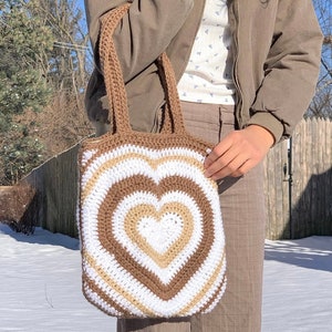 Bags, Homemade Crochet Heart Tote Bag