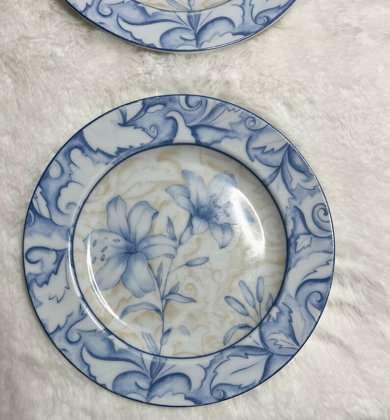 Coventry Blue Lily Dinnerware Blue Beige Porcelain Etsy