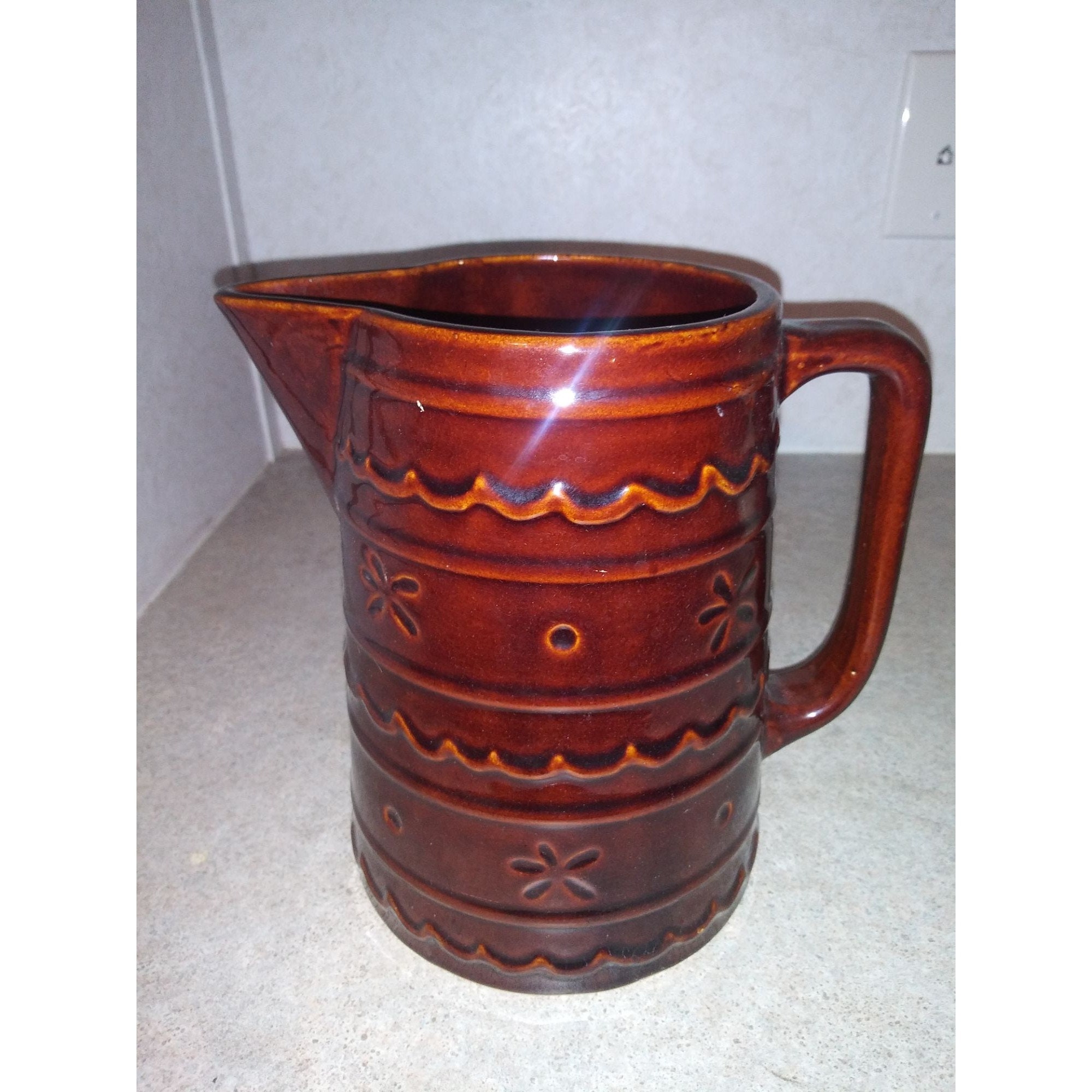 Marcrest Pitcher Oven Proof Stoneware Brown Daisy and Dot Etsy UK