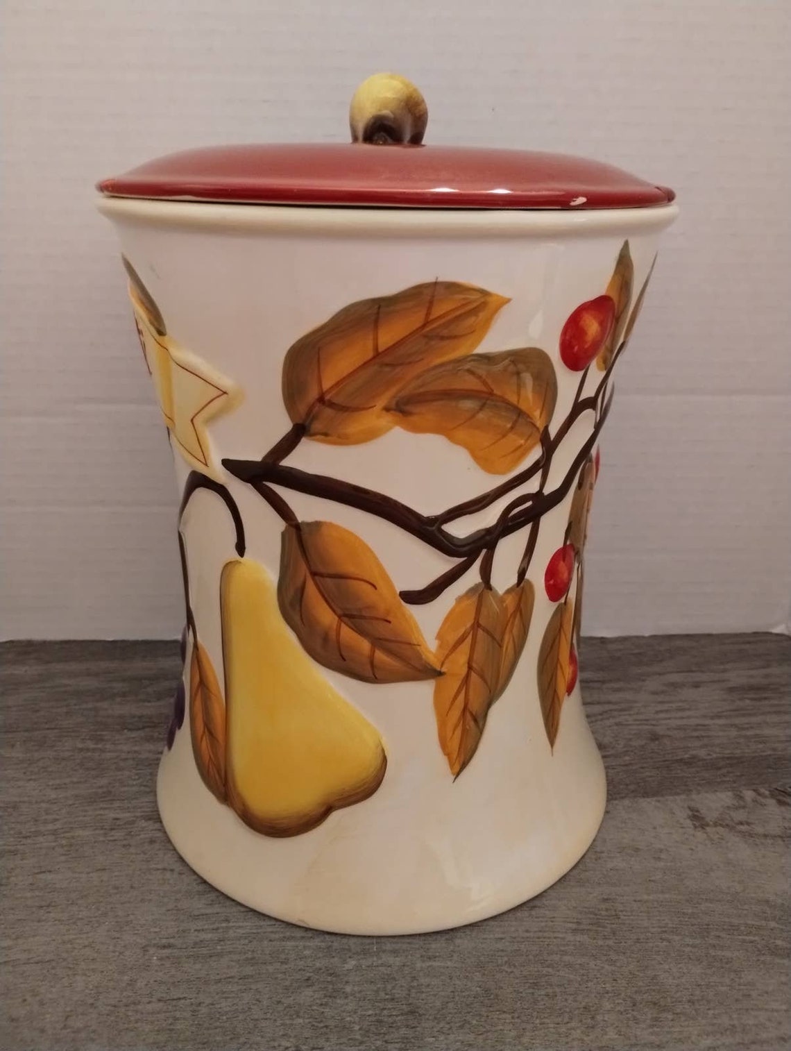 Vintage Nonni's Biscotti Cookie Jar Handpainted Embossed Etsy