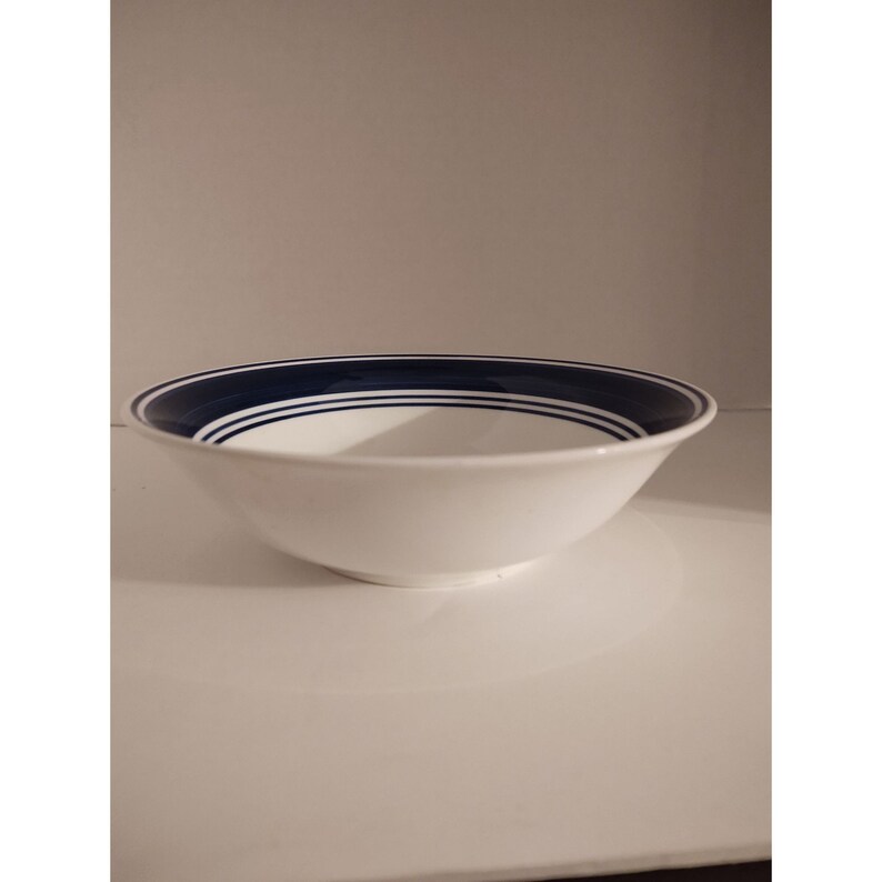 Mainstays Stoneware White Blue Stripes Soup Bowl 6.75 Etsy