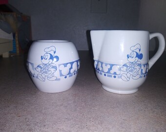 Disney Gourmet Mickey Embossed Stoneware Mugs Blue White Set Of 5 
