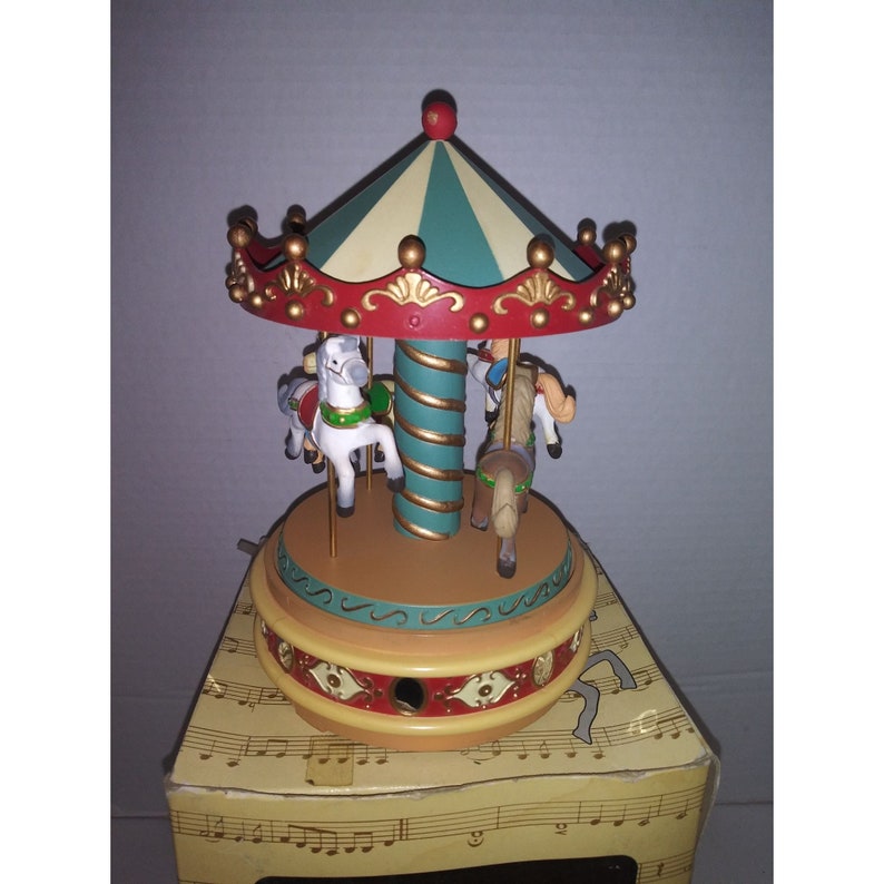 1980 Enesco Musical Rotating Carousel Waltz Plastic Figurine 7 Etsy