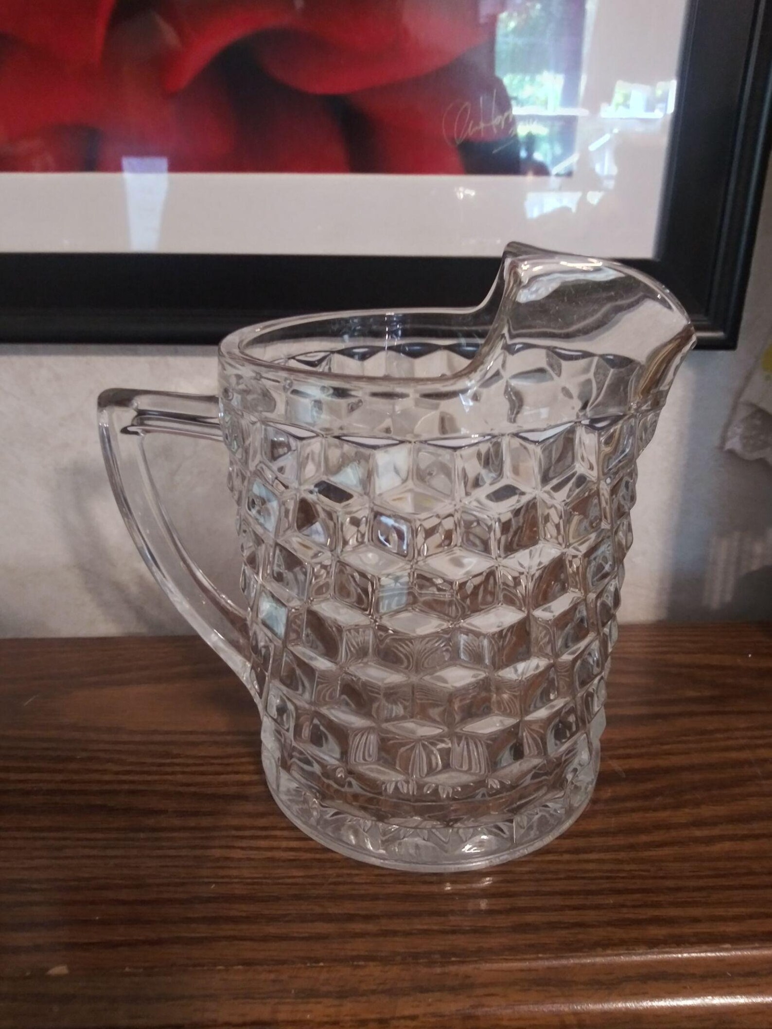 FOSTORIA AMERICAN Vintage Large Clear Glass Pitcher w/ Flat Etsy