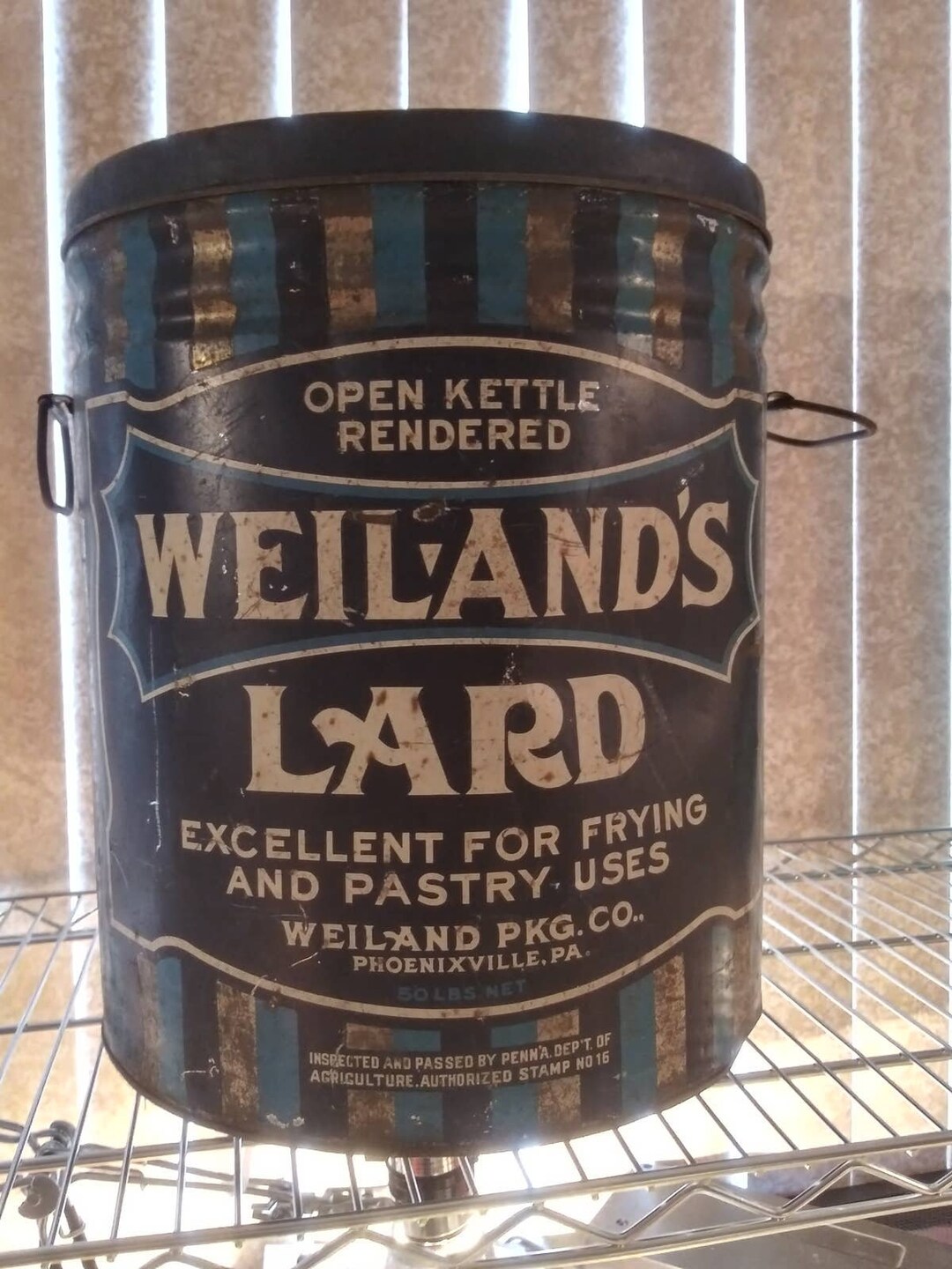 Vintage Weiland's Lard 50lbs Tin Can Weilands Pkg Co. Etsy