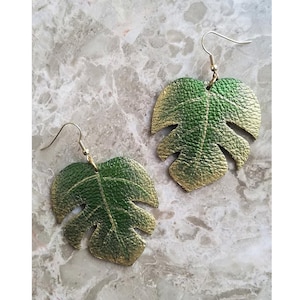 Monstera Leaf Leather Earrings