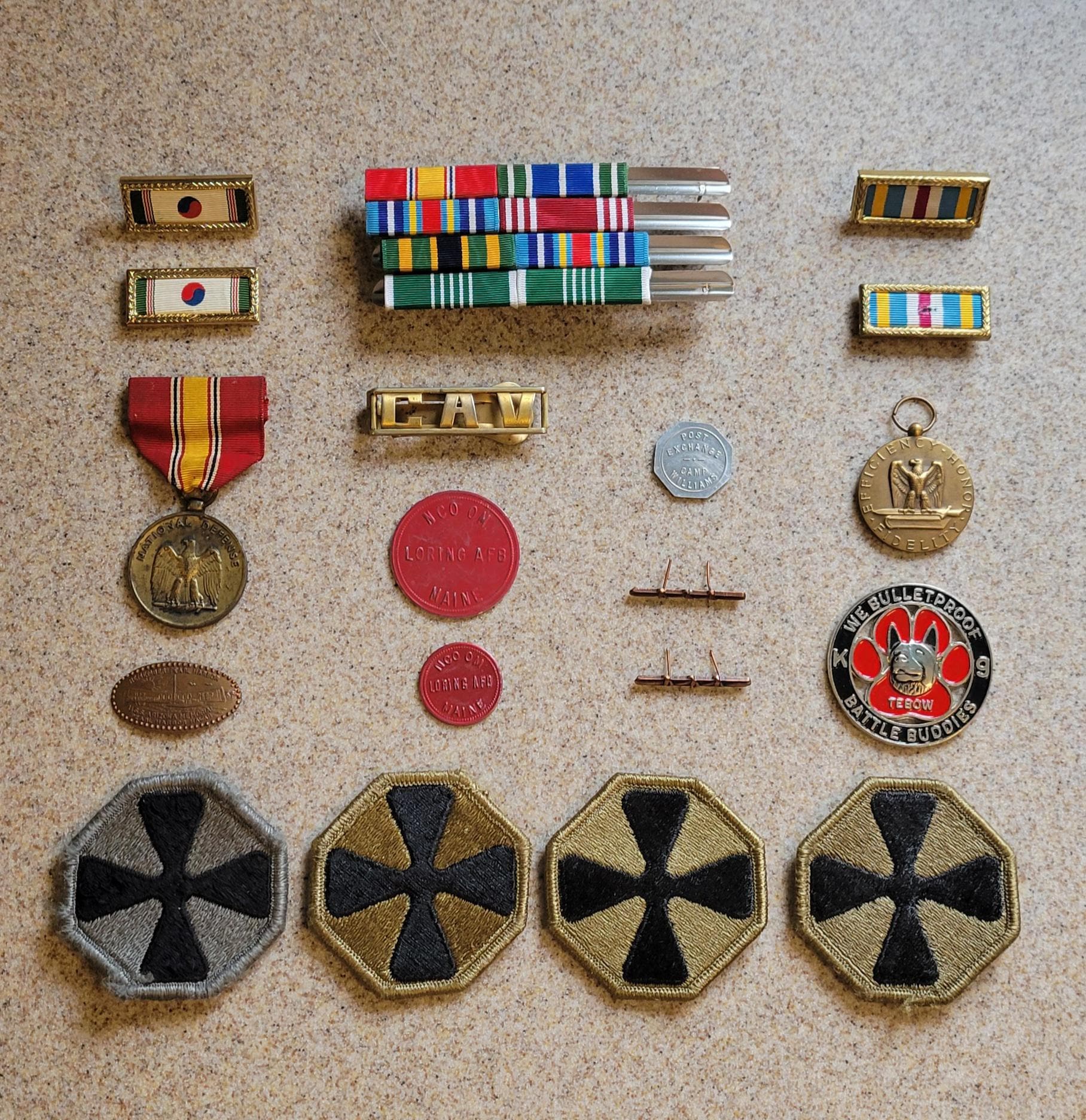 Military Medals Bars Ribbons Tokens Patches Challenge Coin Misc Militaria Lot