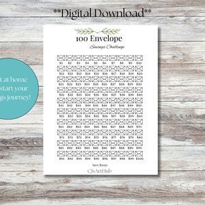 100 Envelope Savings Challenge Printable A4, Letter, A5, A6, Money Savings Challenge, Digital Download, Savings Tracker, Savings Challenge