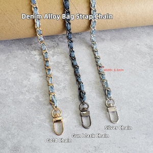 8.3 MM High Quality Denim Purse Chain, Alloy and Denim Chain, Metal Shoulder Handbag Strap, Bag Strap, Bag Accessories, JD-224069