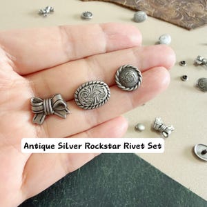 PACK of 30, Old Silver Bow‑shaped Rivets studs, Bow design Rivet Leather Studs, Leather Craft Decorative Rivet, M-22427