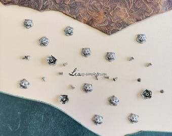 PACK of 30, Old Silver Tiger Head Rivets Studs, Tiger Head Rivet