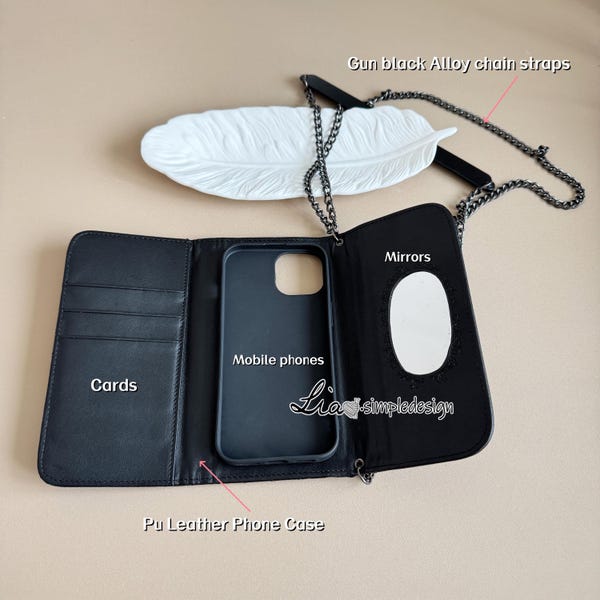 High Quality Slim iPhone Case with Metal Strap,Metal Shoulder iPhone Strap,Purse Replacement Crossbody Chain,iPhone accessories,MC-143