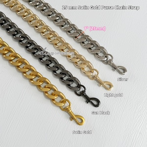 25 mm Satin Gold Hochwertige Geldbörse Kettenriemen, Aluminiumlegierung, Metall Schulter Handtasche Riemen, Geldbörse Ersatzkette, Taschenzubehör,JD-221485