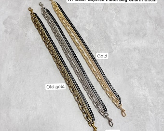 Stunning 50 cm Layered Chain Bag Charm - Tri-Color Metal Pendant to Elevate Your Purse, Tote & Backpack,JD-224139