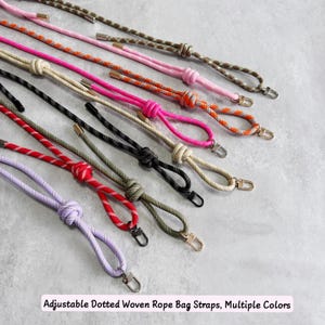 8MM Handmade Adjustable Dotted Woven Rope Bag Strap, Replacement Crossbody Purse Strap, Multiple Colors, Knapsack Accessories, JD-4239