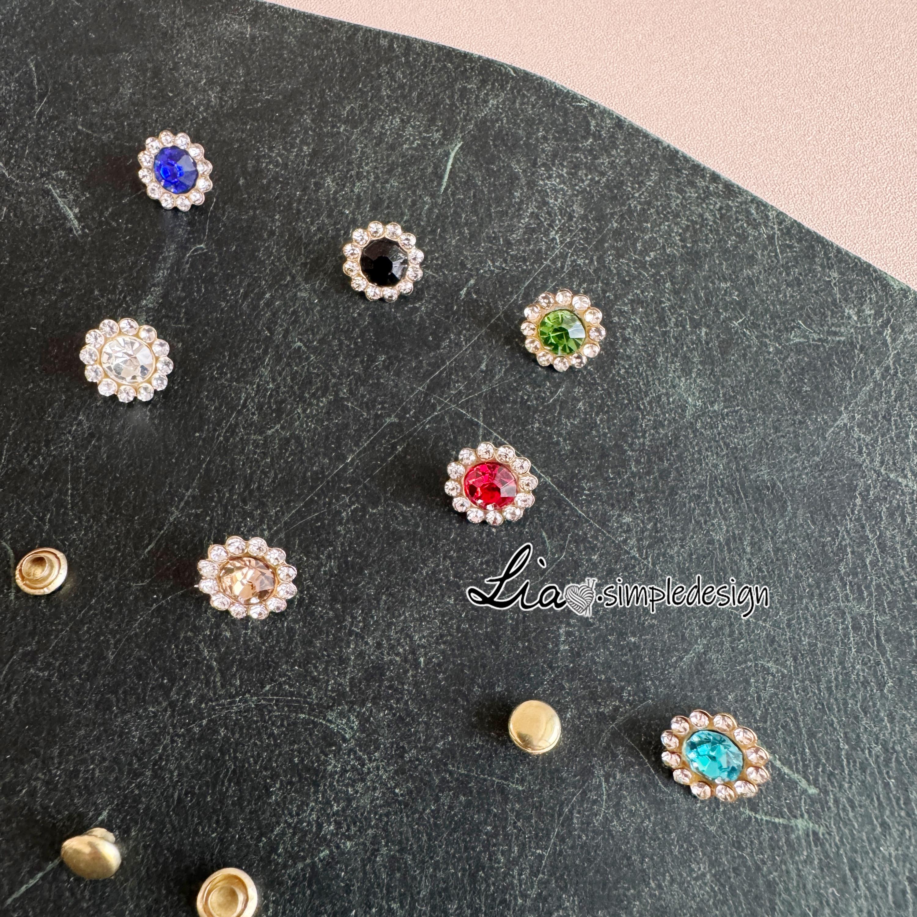 PACK of 20 Rhinestone Round Flower Rivets Studs, Leather Studs, Leather ...