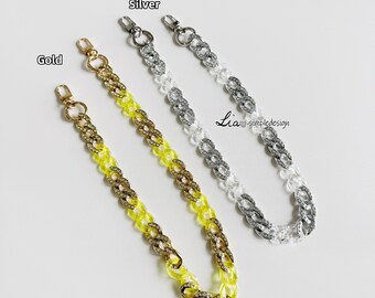 17 x 24 mm Acrylic High Quality Purse Chain,Metal Shoulder Handbag Strap,Replacement Handle Chain, Metal Crossbody Bag Chain Strap,LD-223847